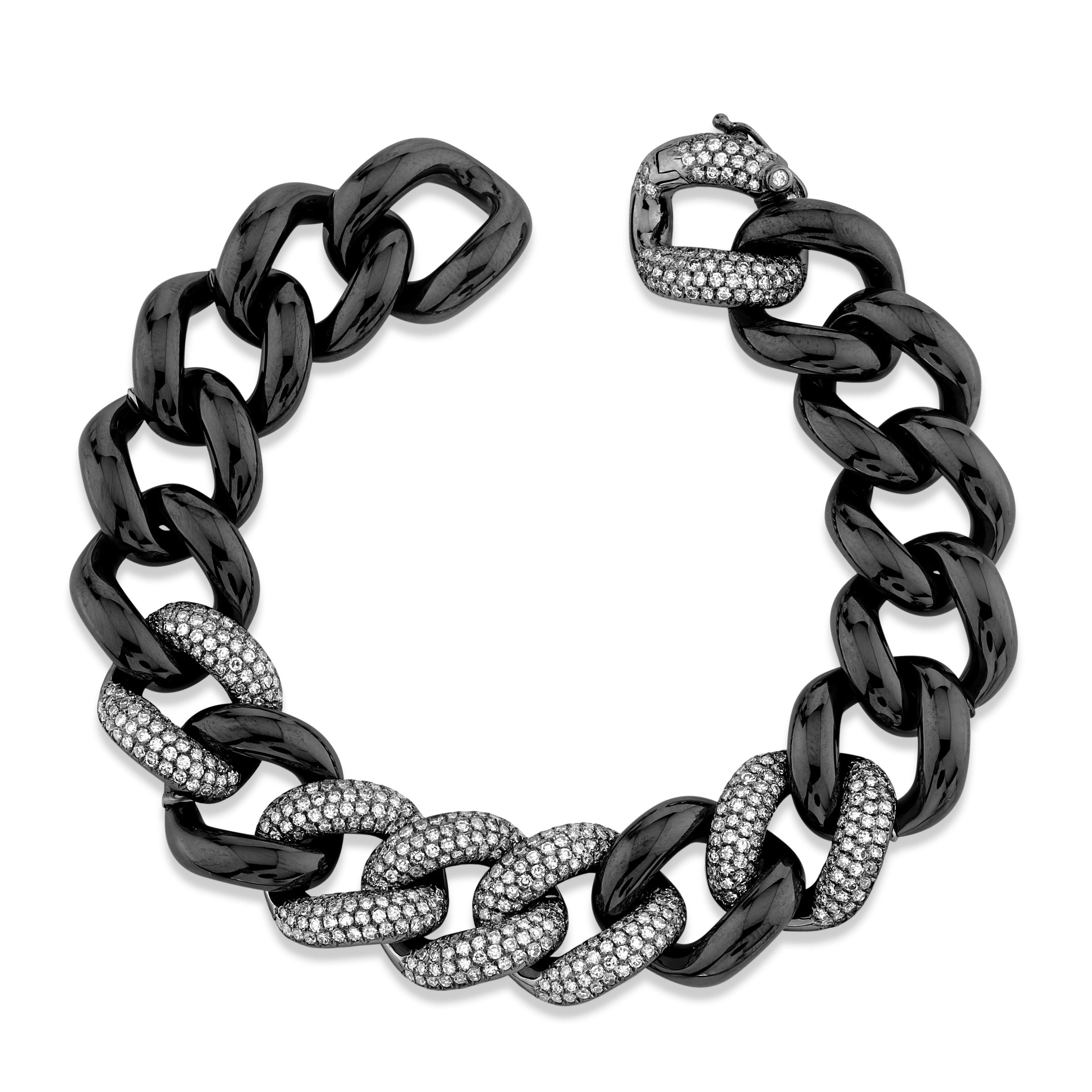 Stax Chain Link Bracelet in 18K White Gold with Diamonds, 4mm | David Yurman